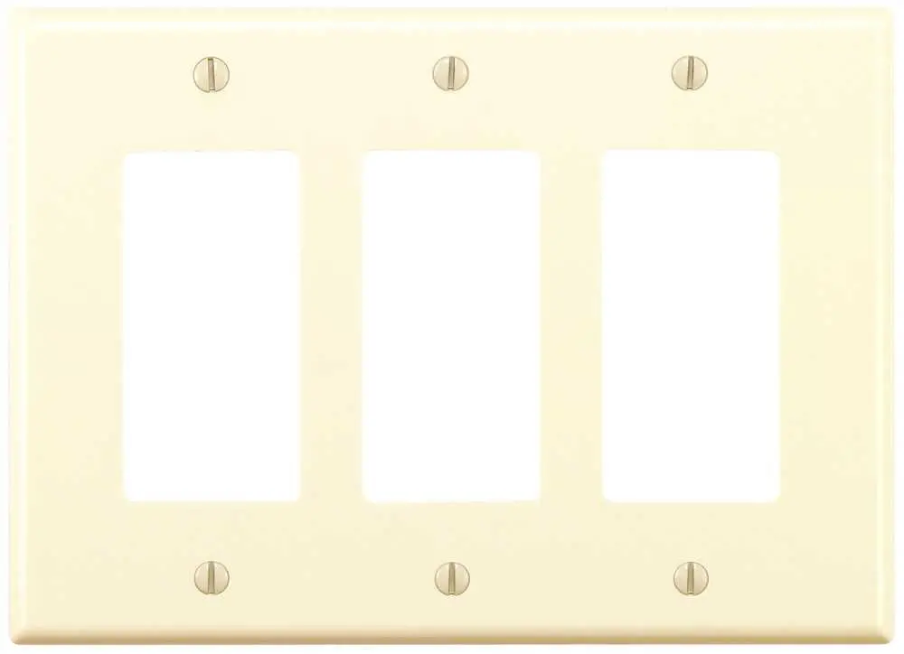 Leviton Decora Rocker Switch Wallplate, 3-Gang, Midway, Light Almond 1