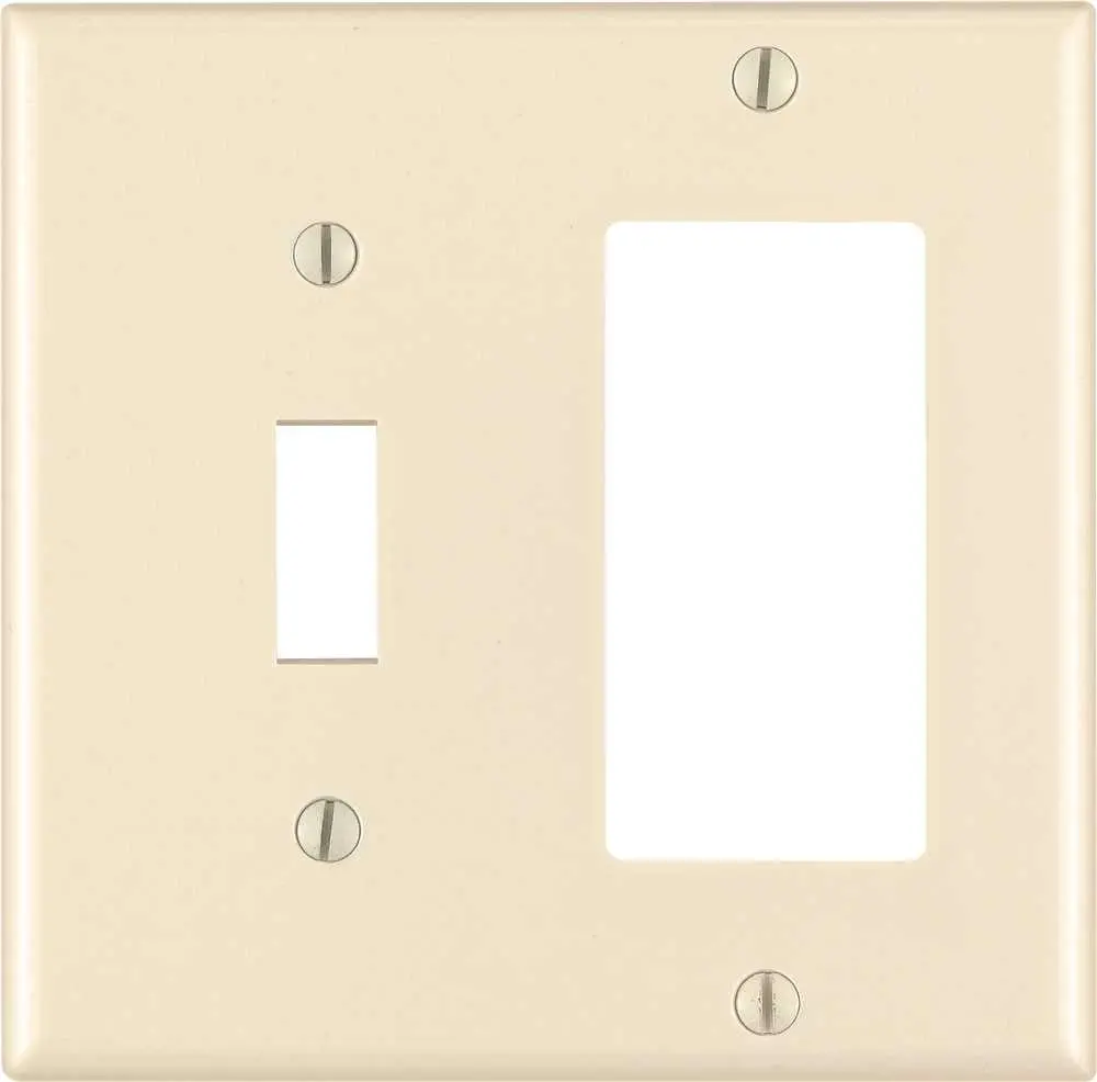 Leviton Toggle Switch And Decora Wallplate, 2-Gang, Standard, Light Almond 1