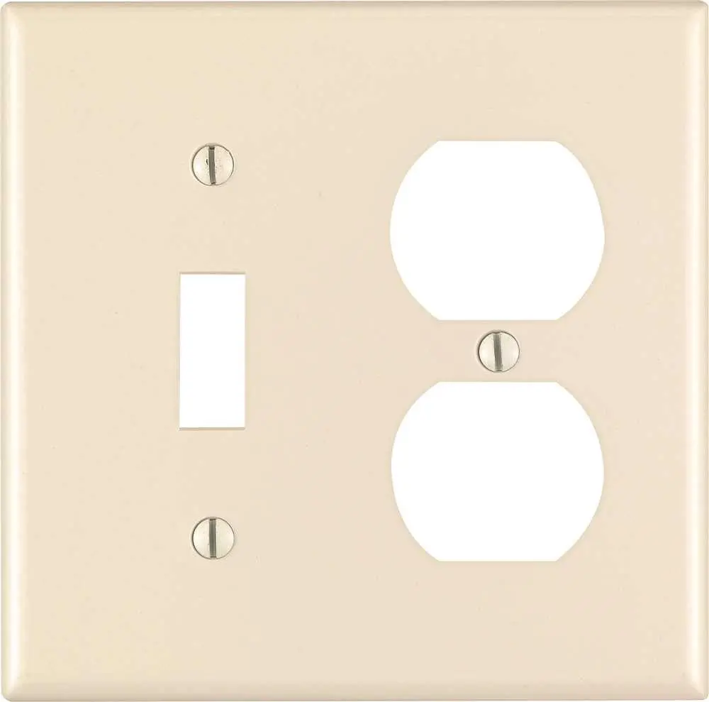 Leviton Toggle Switch And Duplex Wallplate, 2-Gang, Standard, Light Almond 1