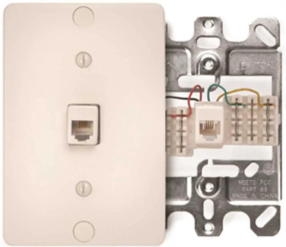 Leviton&Reg; Telephone Wall Jack, Light Almond 1