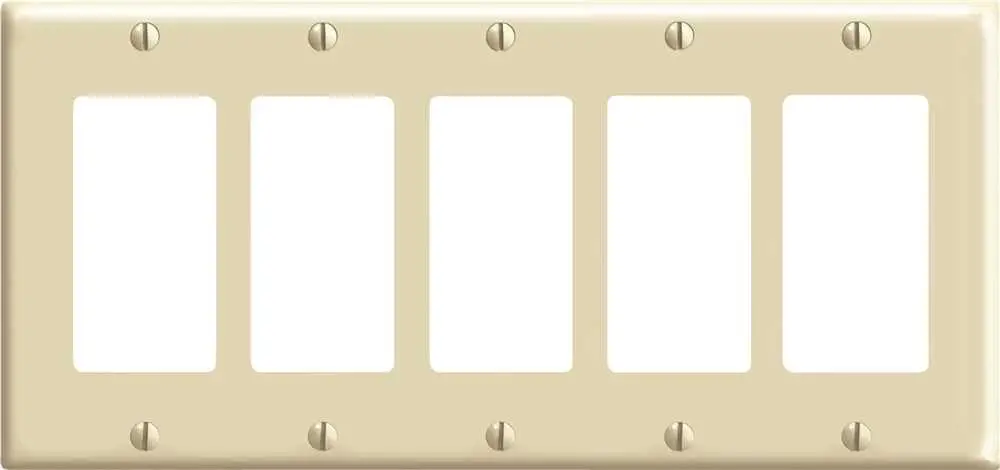 Leviton Decora Rocker Switch Wallplate, 5-Gang, Standard, Light Almond 1