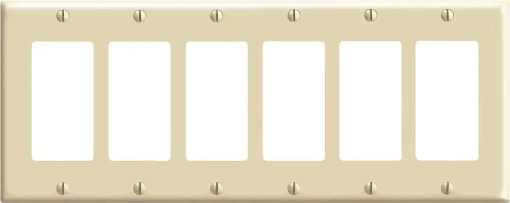 Leviton Decora Rocker Switch Wallplate, 6-Gang, Standard, Light Almond 1
