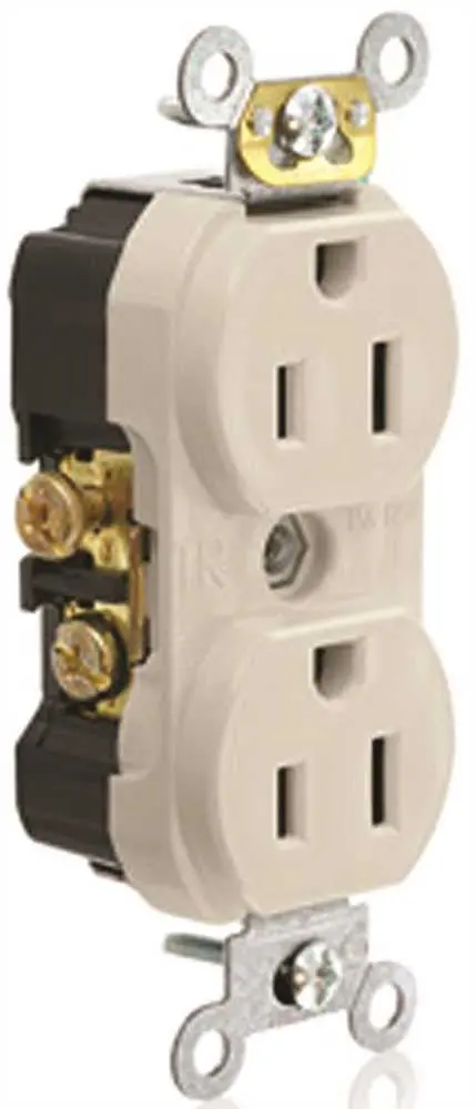 Leviton&Reg; 2-Pole Commercial Grade Tamper-Resistant Duplex Receptacle, Light Almond, Nema 5-15R, 125 Volts, 15 Amps 1