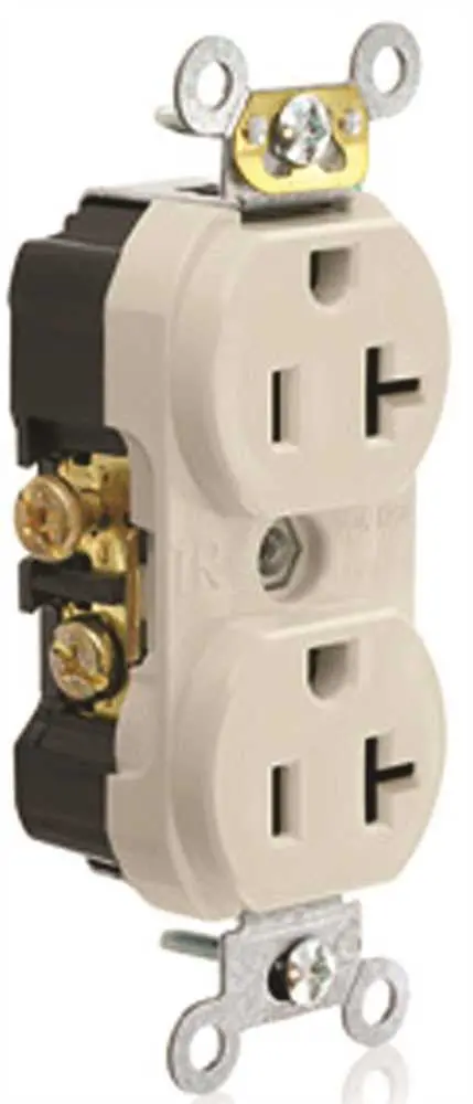 Leviton&Reg; 2-Pole Commercial Grade Tamper-Resistant Duplex Receptacle, Light Almond, Nema 5-20R, 125 Volts, 20 Amps 1