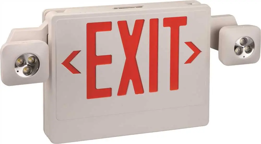 Monument Emergency Exit Led Combo With Red Letters, 2 Fully Adjustable Led Lamp Heads 1