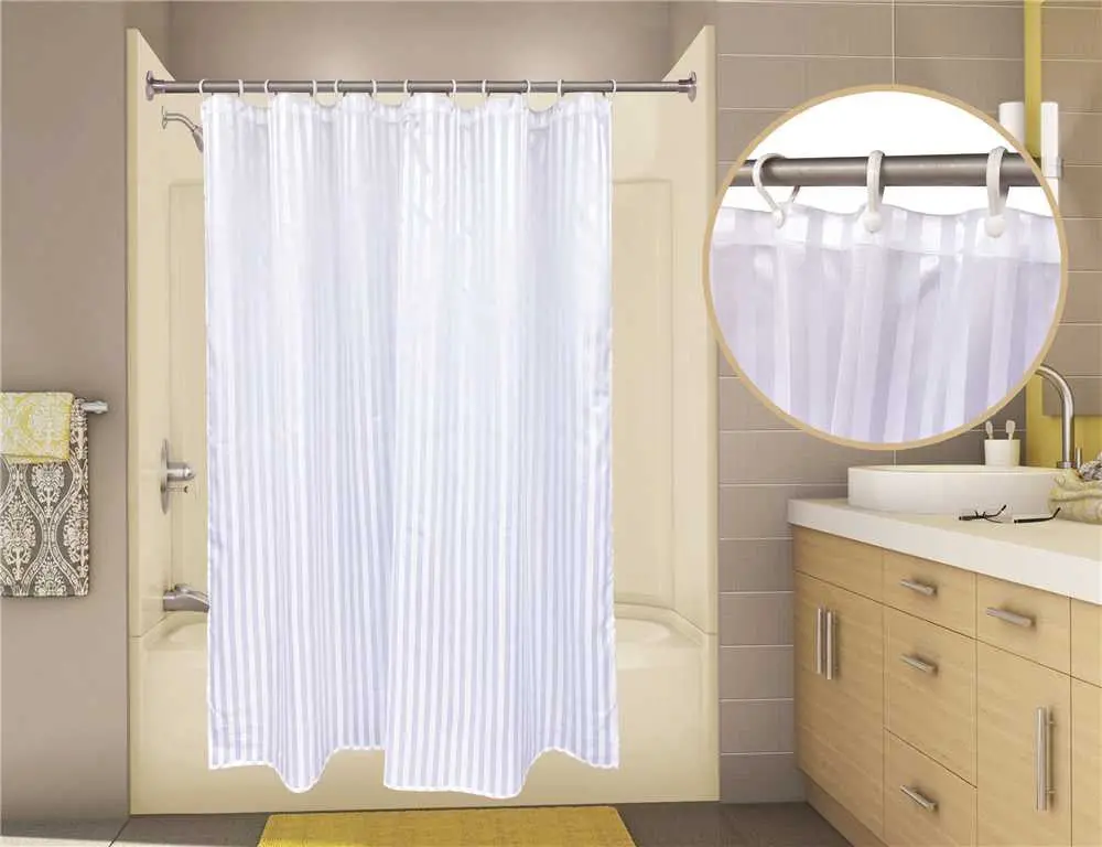 Premier Tuxedo Stripe Shower Curtain, 6 Ft. X 6 Ft., White 1