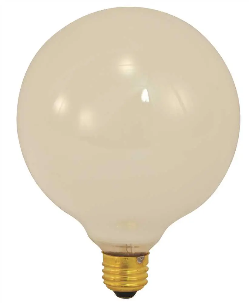 Satco Incandescent Decorative Lamp G40, 40 Watt, 120 Volt, Medium Base, Gloss White, 4,000 Average Rated Hours, 6 Per Box 1