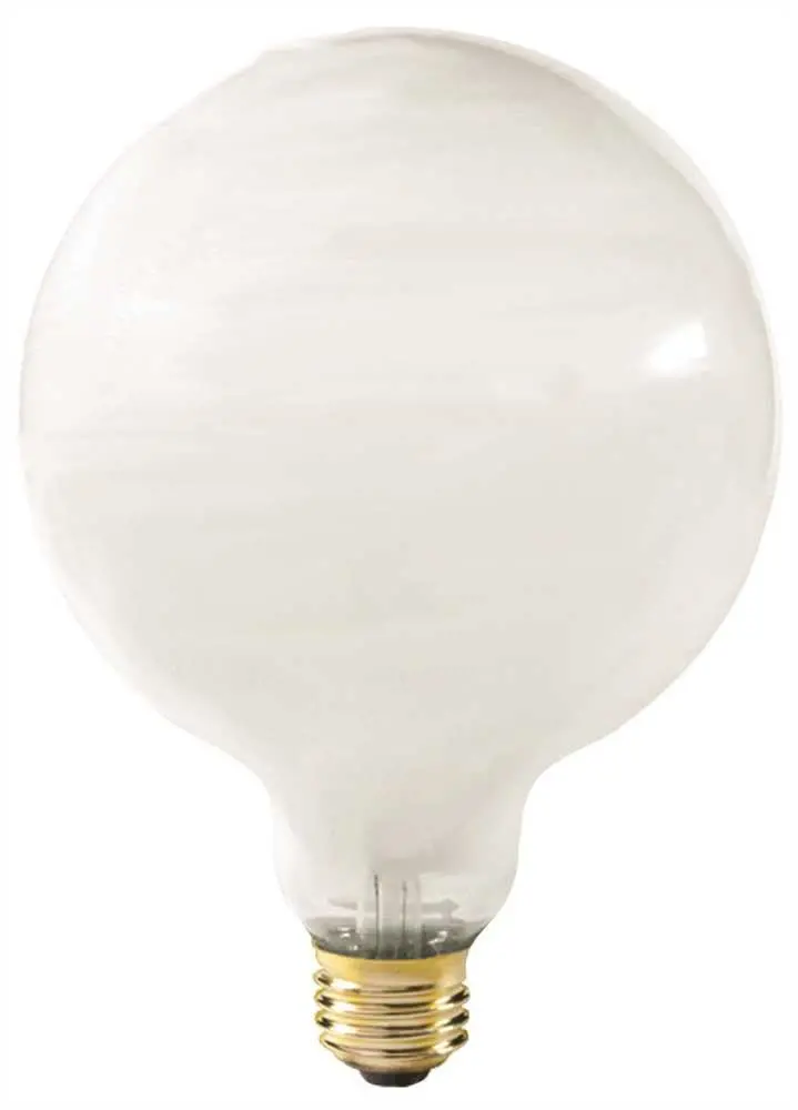 Satco Incandescent Decorative Lamp G40, 60 Watt, 120 Volt, Medium Base, Gloss White, 4,000 Average Rated Hours, 6 Per Box 1