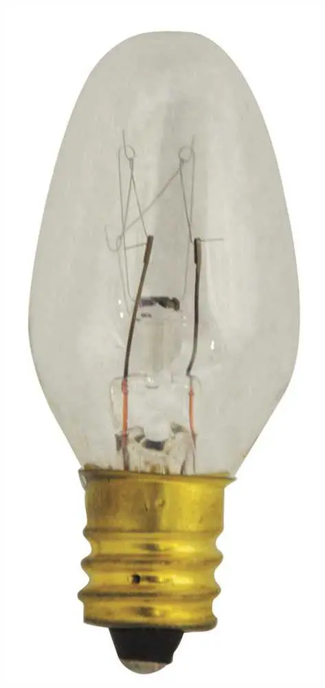 Satco Incandescent Night Light Lamp C7, 4 Watt, 120 Volt, Candelabra Base, Clear, 3,000 Average Rated Hours, 20 Per Box 1