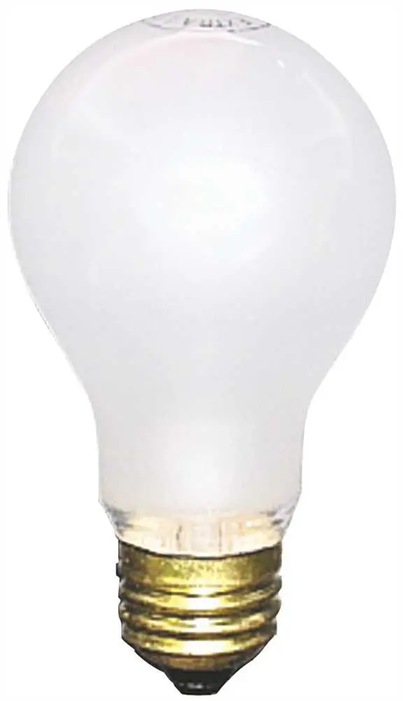 Satco Incandescent Lamp A19, Vibration Service, 60 Watt, 130 Volt, Medium Base, Frost, 120 Per Case 1