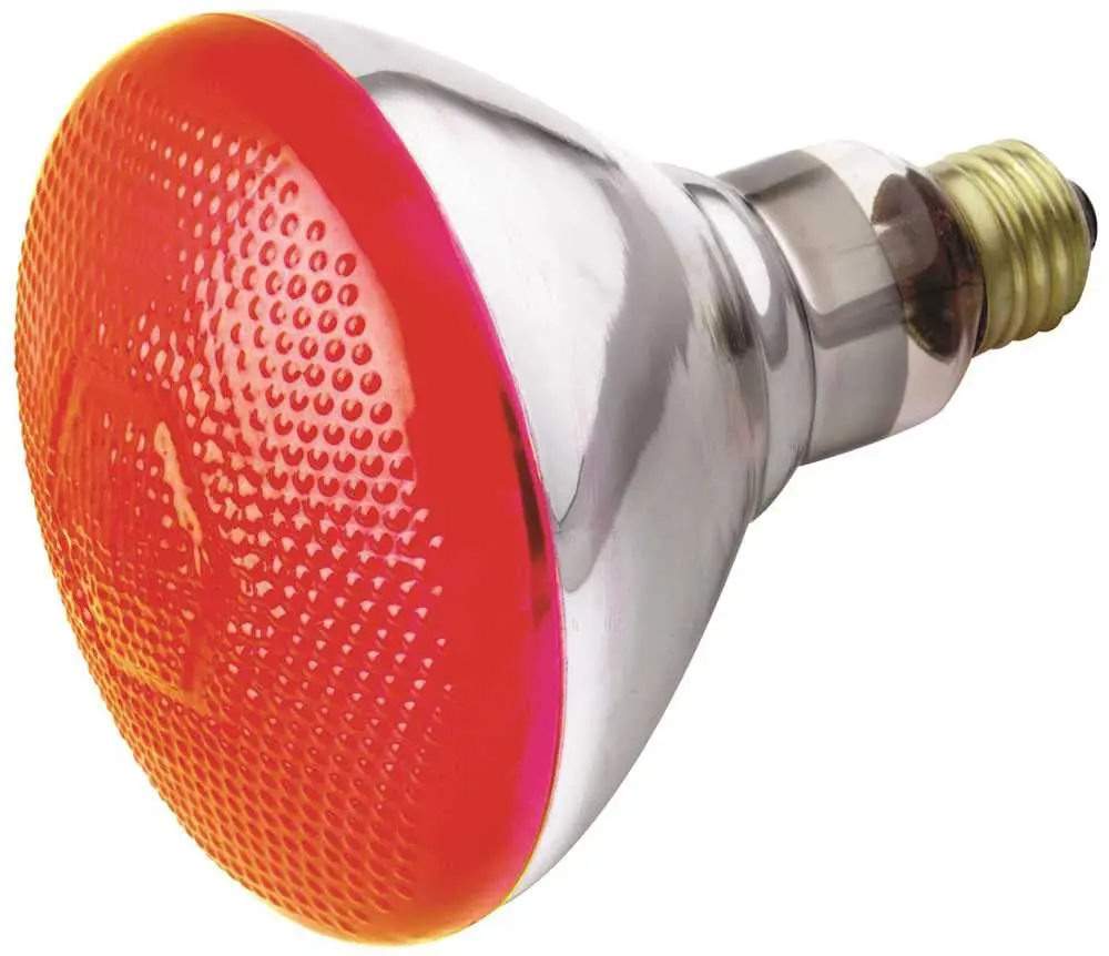 Satco Incandescent Reflector Lamp Br38, 100 Watt, 120 Volt, Medium Base, Red, 2,000 Average Rated Hours, 6 Per Case 1