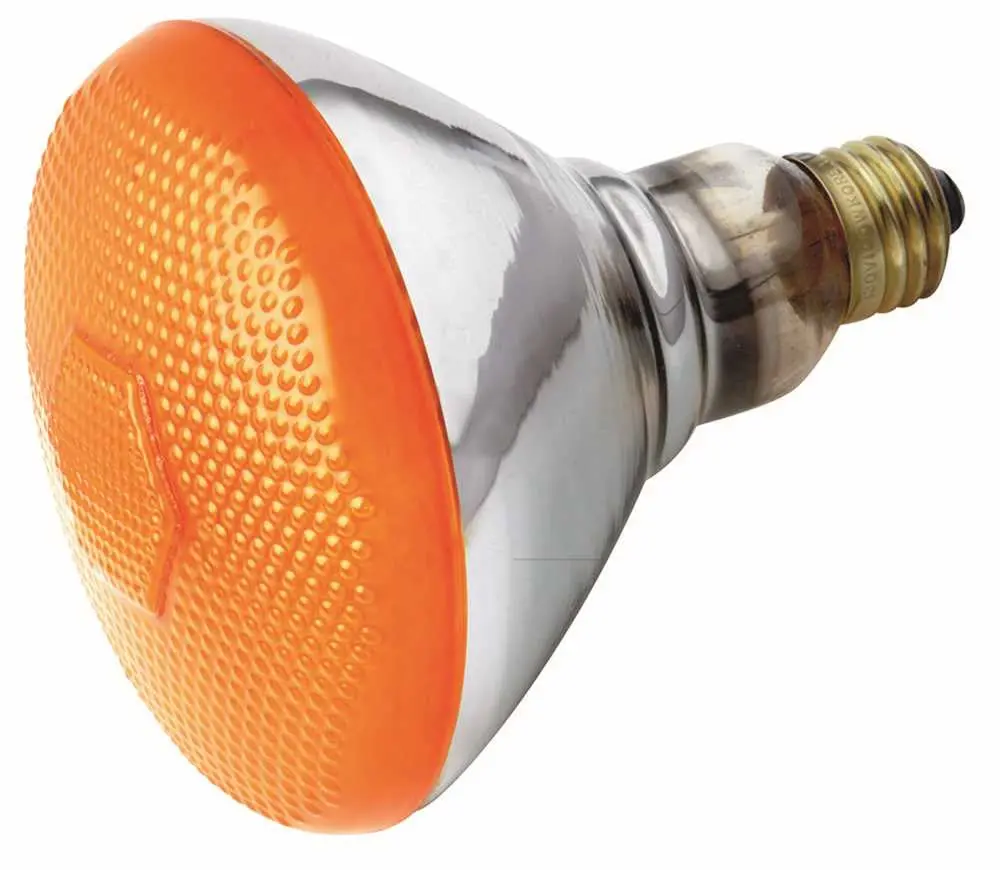 Satco Incandescent Reflector Lamp Br38, 100 Watt, 120 Volt, Medium Base, Amber, 2,000 Average Rated Hours, 6 Per Case 1