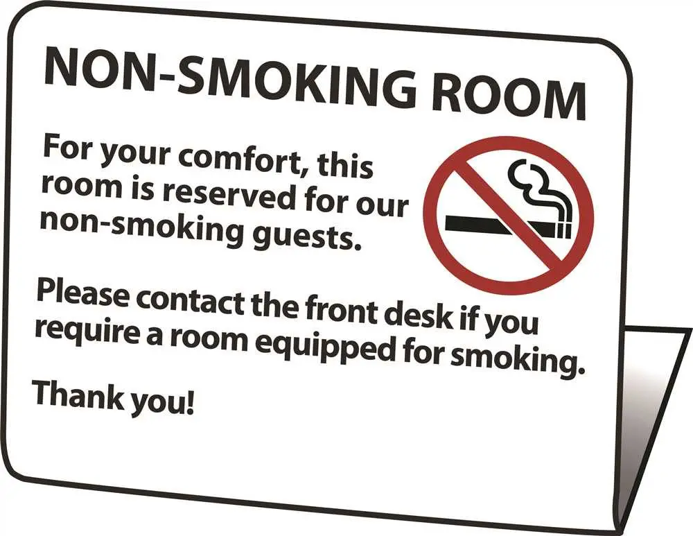 Hy-Ko Products&Reg; "Non-Smoking Room For Your Comfort, Contact Front Desk For Smoking Room" Easel, 50 Per Pack 1