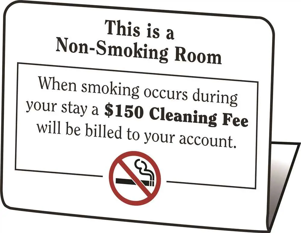 Hy-Ko Products&Reg; "Non-Smoking Room, $150 Fee If You Smoke" Easel, 50 Per Pack 1