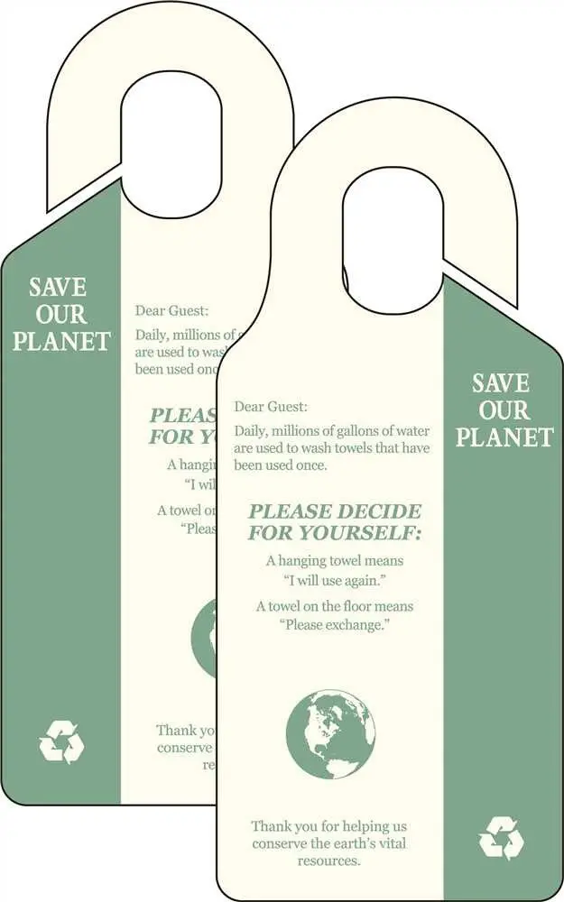 Hy-Ko Products&Reg; "Save Our Planet, Do Not Change Towels" Door Hanger, 50 Per Pack 1