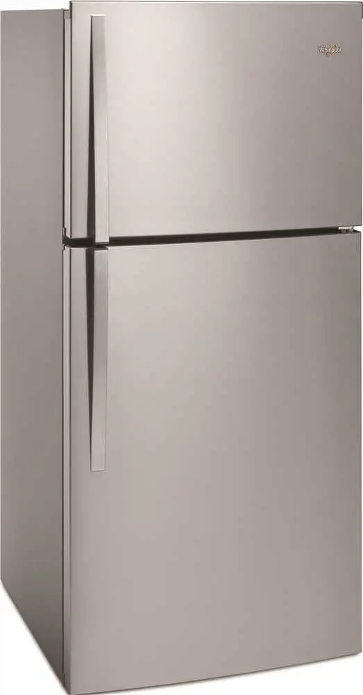 Whirlpool&Reg; 19 Cu. Ft. Top-Freezer Refrigerator, Universal Silver, Reversible Door 1