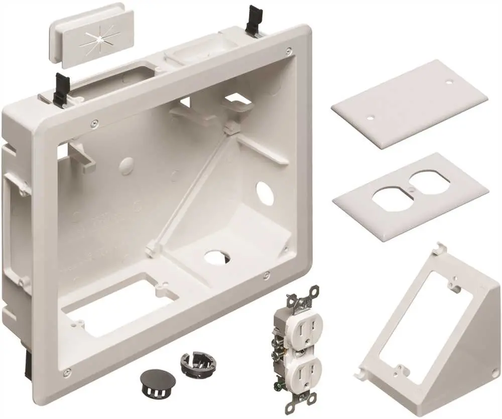 Arlington 4-Gang Recessed Tv Box&Trade; For Power And Low Voltage, White, 8 X 10 In. 1