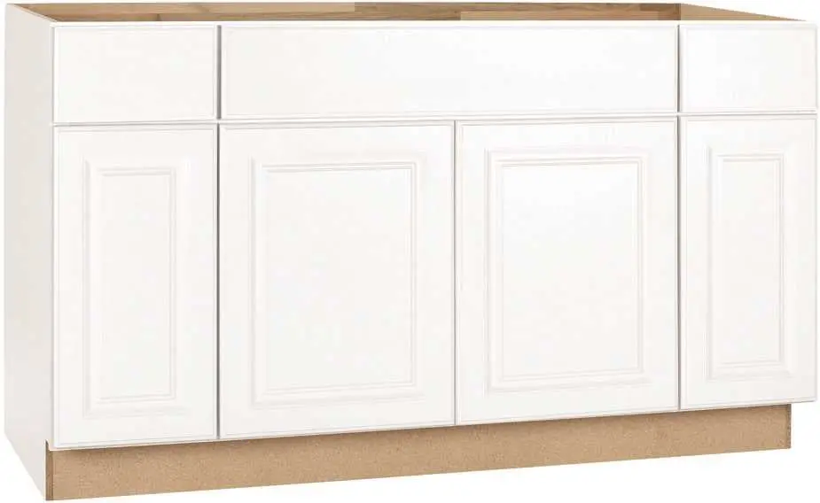 Rsi Home Products Hamilton Sink Base Cabinet, Fully Assembled, Raised Panel, White, 60X34-1-2X24 In. 1
