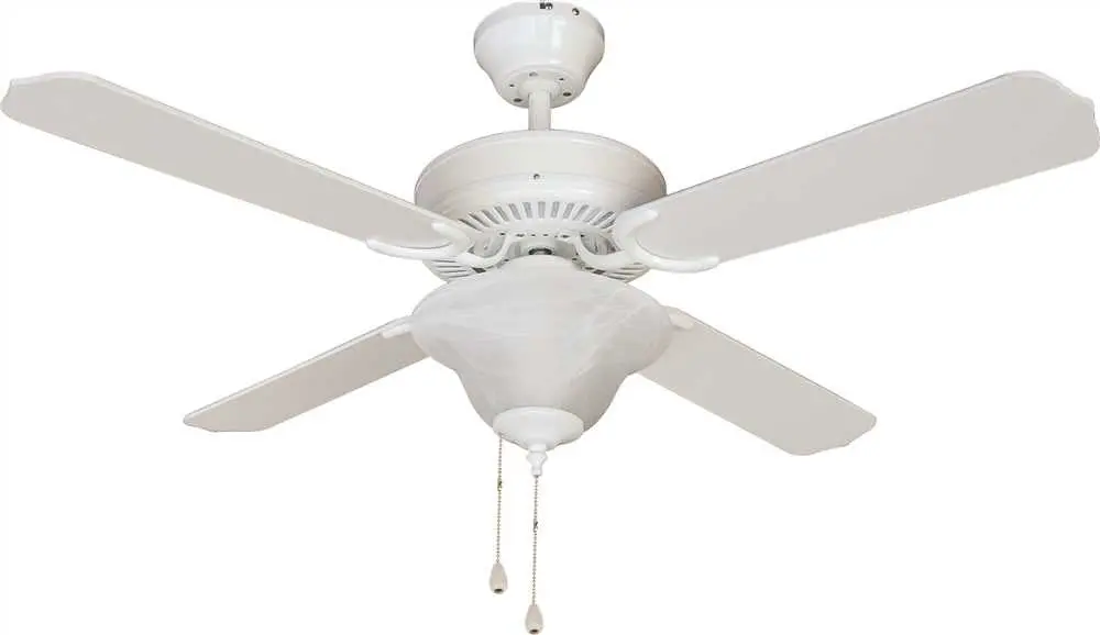 Royal Cove 4-Blade Dual-Mount Ceiling Fan With Frosted Alabaster Bowl Light Kit, White, 42 In. 1