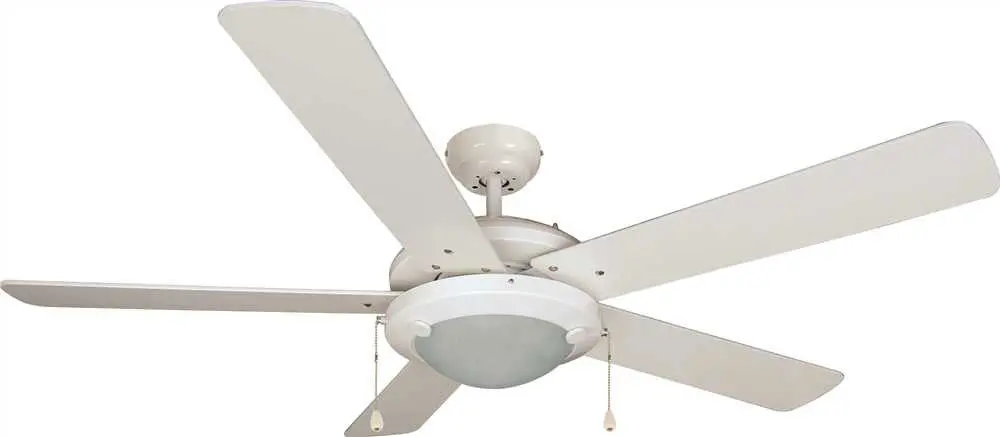 Royal Cove 5-Blade Ceiling Fan With Frosted Disc Light Kit, White, 52 In. 1