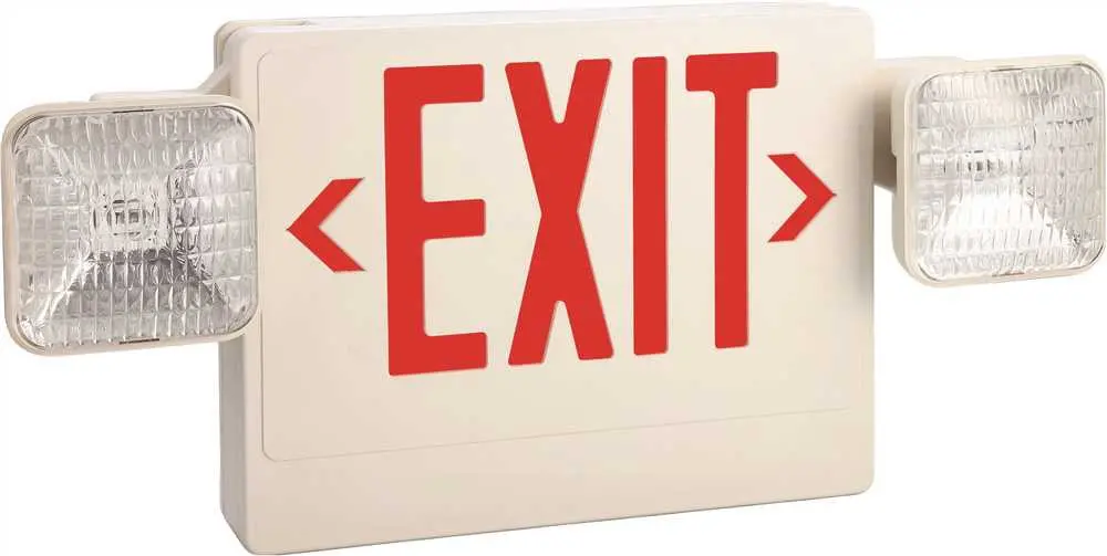 Monument&Reg; Exit And Led Emergency Light Combination, Single Face With Red Exit Letters, Remote Head Capable 1