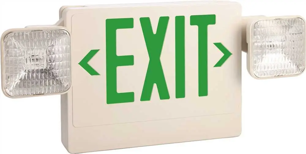 Monument&Reg; Exit And Led Emergency Light Combination, Single Face With Green Exit Letters, 6-Watts, 6 Volts 1