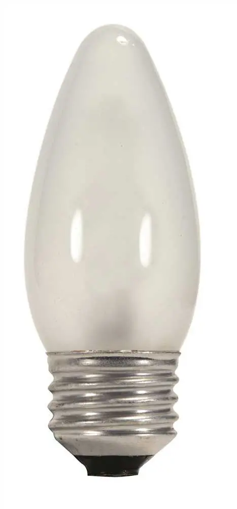 Satco Halogen Lamp, Torpedo Tip, 43 Watts, 120 Volts, Medium Base, White, Dimmable, 24 Per Box 1