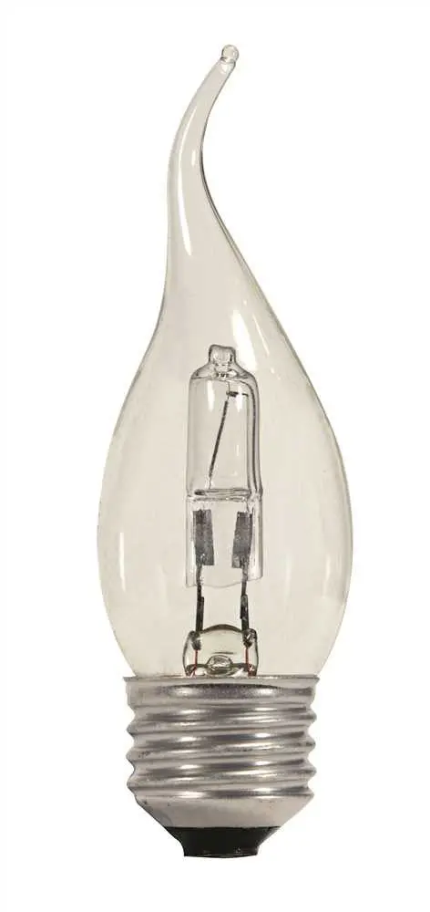 Satco Halogen Lamp, Ca10, 43 Watts, 120 Volts, Medium Base, Clear, Dimmable, 24 Per Box 1