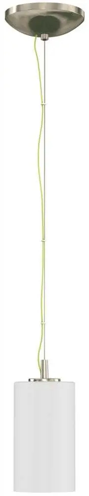 Monument&Reg; 1-Light Pendant With Opal Glass, Brushed Nickel, 4 X 7-1-2 In., 1 100-Watt E26 Base Bulb (Not Included) 1