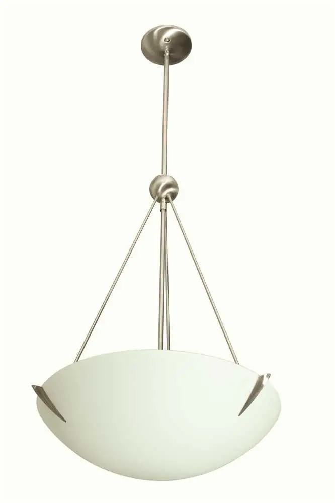 Monument&Reg; 2-Light Pendant With Sandblasted Glass, Brushed Nickel, 17 X 41-1-2 In., 3 60-Watt E26 Base Bulb (Not Included) 1