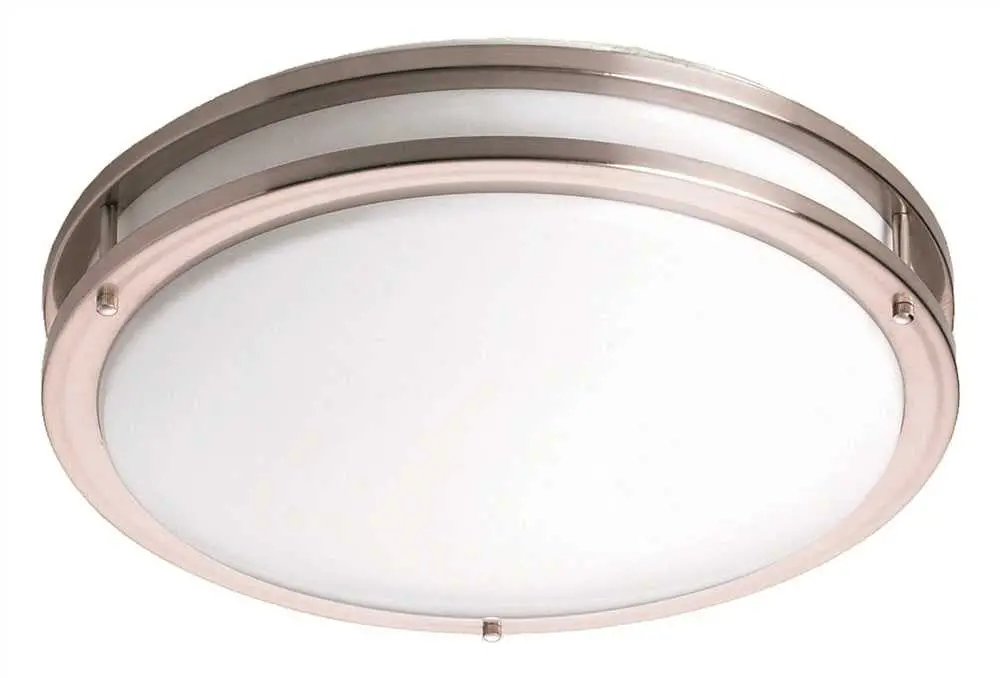 Monument&Reg; Flush-Mount Ceiling Fixture, Satin Nickel, 9-7-8 X 3-1-2 In., 1 22-Watt G10q Base Bulb Included 1