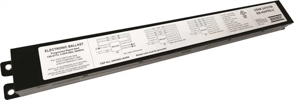 Monument&Reg; 4-Lamp, Electronic Fluorescent Ballast, Programmed Rapid Start, 120 - 277 Volts, 54 Watts 1