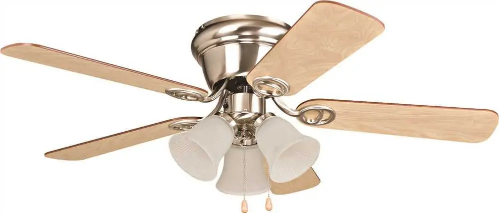 Ellington Wyman 42 In. Brushed Nickel Hugger-Mount Ceiling Fan With 3 Tulip Light Kit* 1