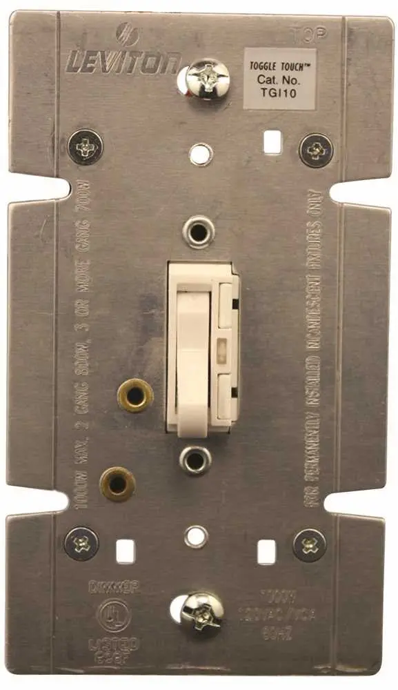 Leviton&Reg; Toggletouch&Trade; 1-Pole And 3-Way Preset Incandescent Toggle Dimmer, Ivory, 120 Volts, 1000 Watts 1