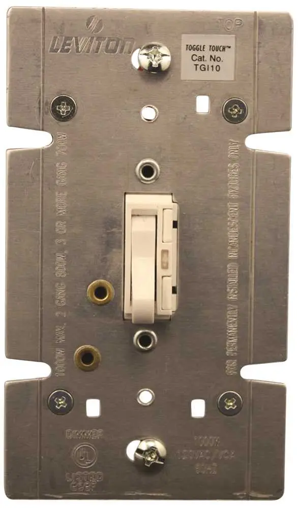 Leviton&Reg; Toggletouch&Trade; 1-Pole And 3-Way Preset Incandescent Toggle Dimmer, White, 120 Volts, 1000 Watts 1