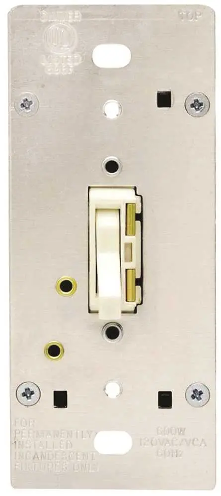Leviton&Reg; Toggletouch&Trade; 1-Pole And 3-Way Preset Incandescent Toggle Dimmer, Ivory, 120 Volts, 600 Watts 1