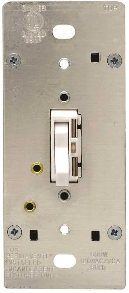 Leviton&Reg; Toggletouch&Trade; 1-Pole And 3-Way Preset Incandescent Toggle Dimmer, White, 120 Volts, 600 Watts 1