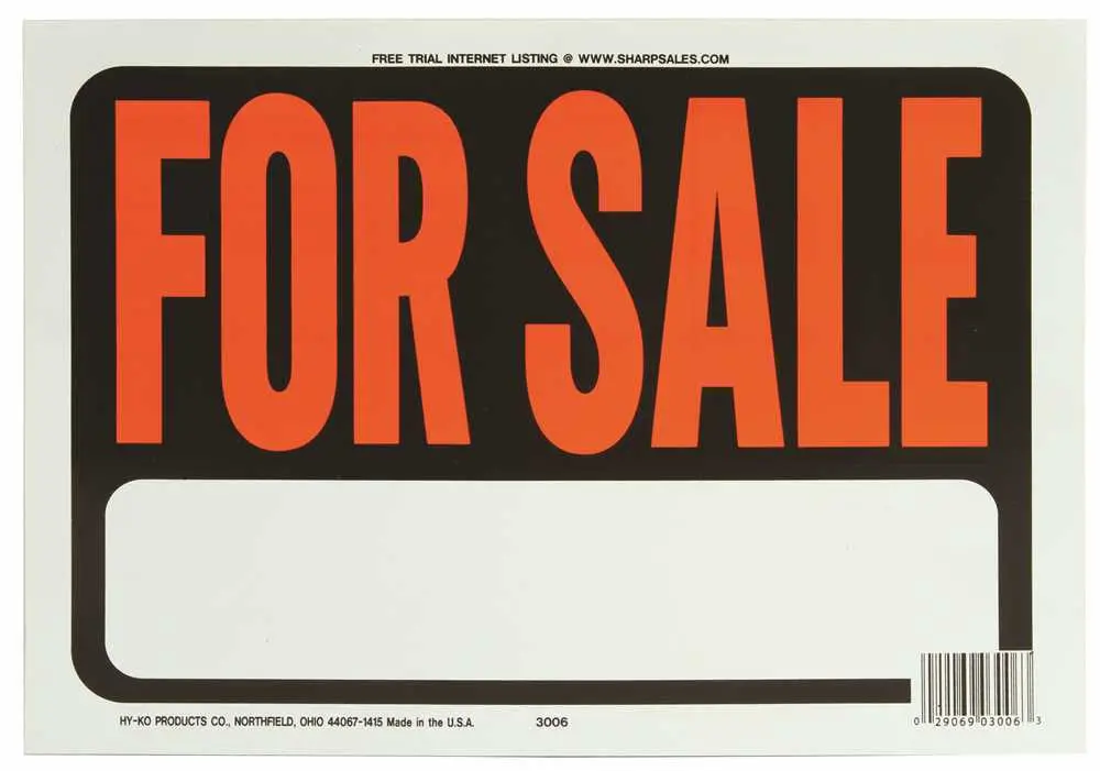 For Sale Plastic Sign, 10 Per Pack 1