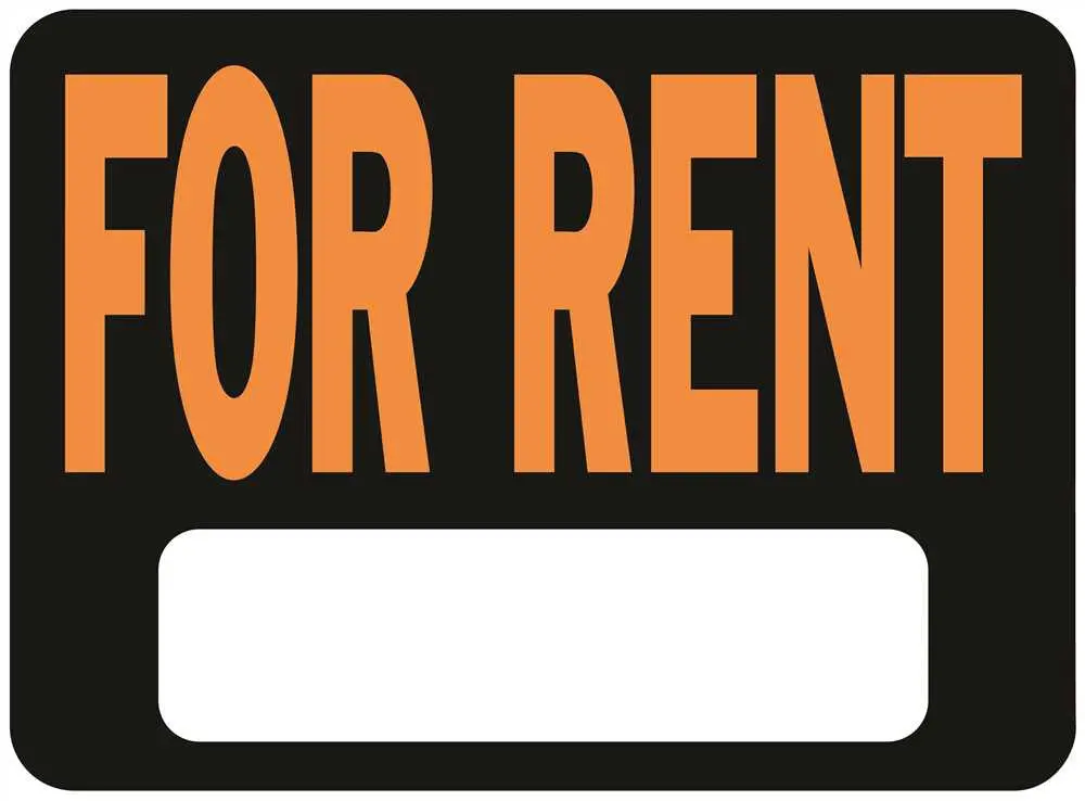 For Rent Sign Plastic 9 In. X 12 In., Orange On Black, 10 Per Pack 1