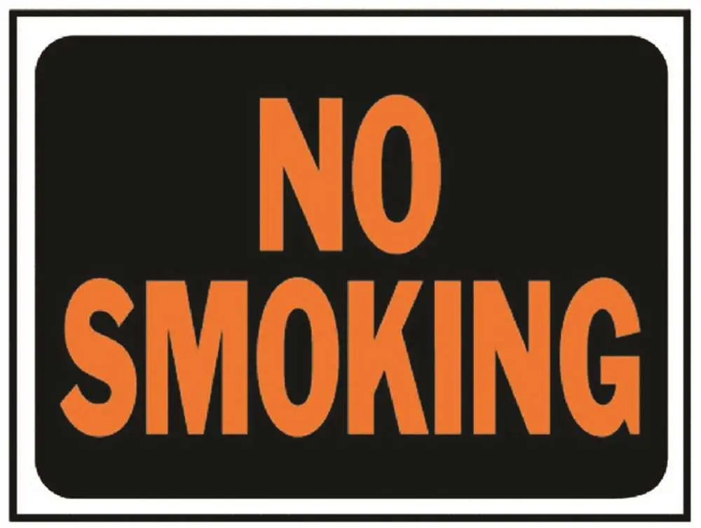 No Smoking Sign, Plastic,  9 In. X 12 In., Orange On Black, 10 Per Pack 1