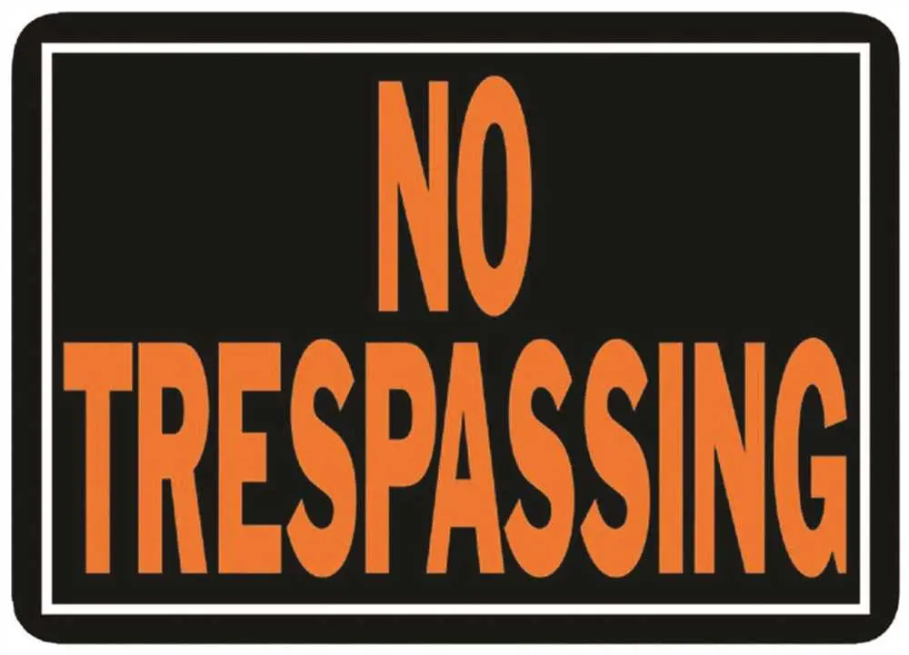 No Trespassing Sign Aluminum, 10 In. X 14 In., Orange On Black, 12 Per Pack 1