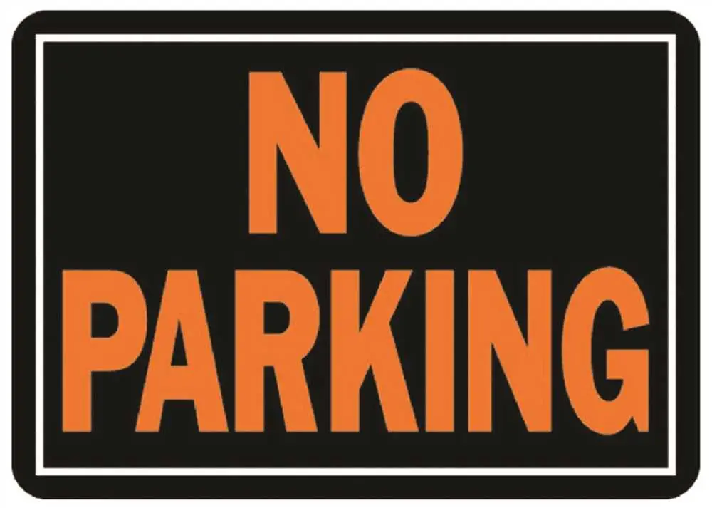 No Parking Sign, Aluminum, 10 In. X 14 In., Orange On Black, 12 Per Pack 1