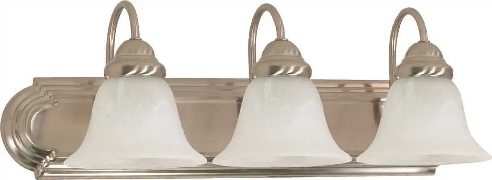 Monument&Reg; 3-Light Vanity Fixture, Brushed Nickel, 24 X 7-5-8 In., Uses (3) 100-Watt Incandescent Medium Base Lamps* 1