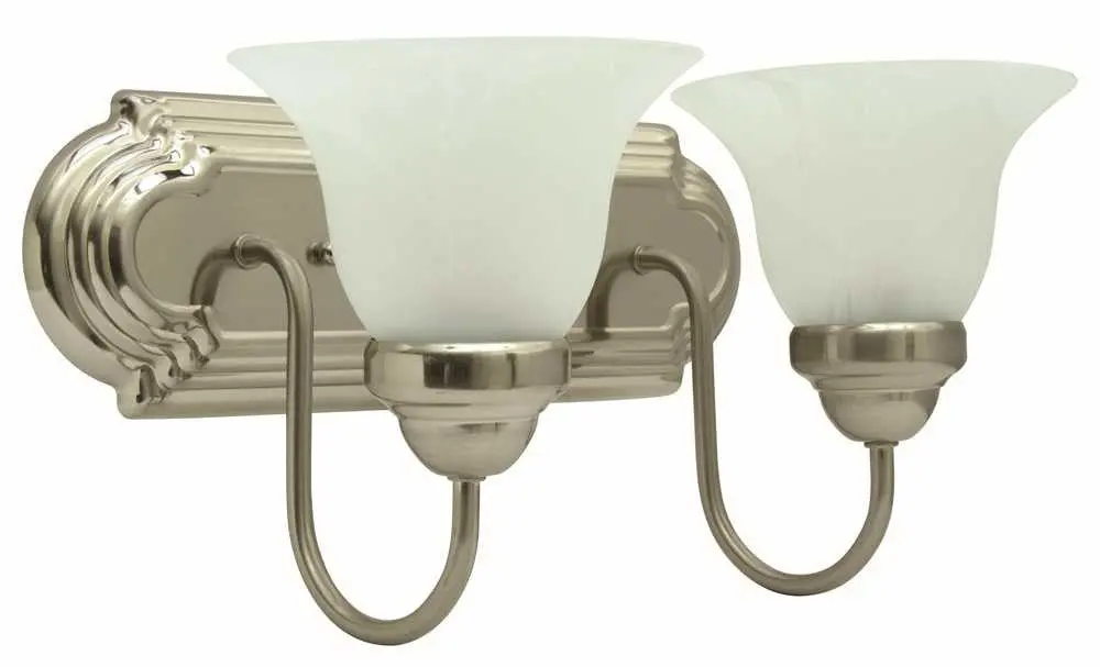 Monument&Reg; 2-Light Wall Fixture, Brushed Nickel, 14 In., Uses 2 100-Watt Medium-Base Lamps 1