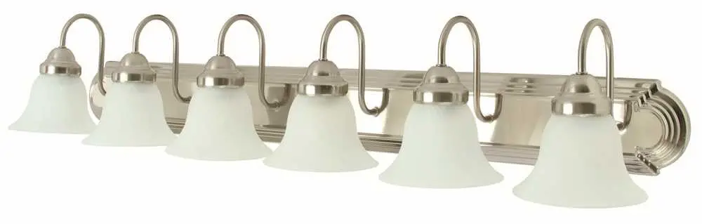 Monument&Reg; 6-Light Wall Fixture, Brushed Nickel, 48 In., Uses 6 100-Watt Medium-Base Lamps 1