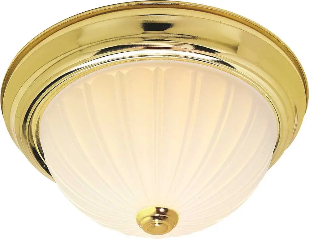 Monument&Reg; Flush Mount Dome Ceiling Fixture, Polished Brass, 13 In., 2 13-Watt Gu24 Lamps Included 1