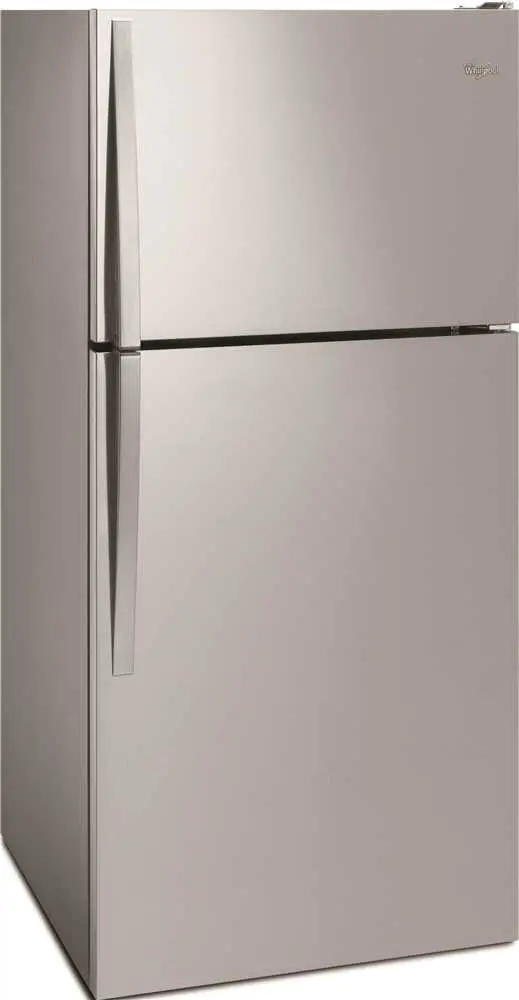 Whirlpool&Reg; 18.2 Cu. Ft. Top Freezer Refrigerator, Monochromatic Stainless Steel, Right 1