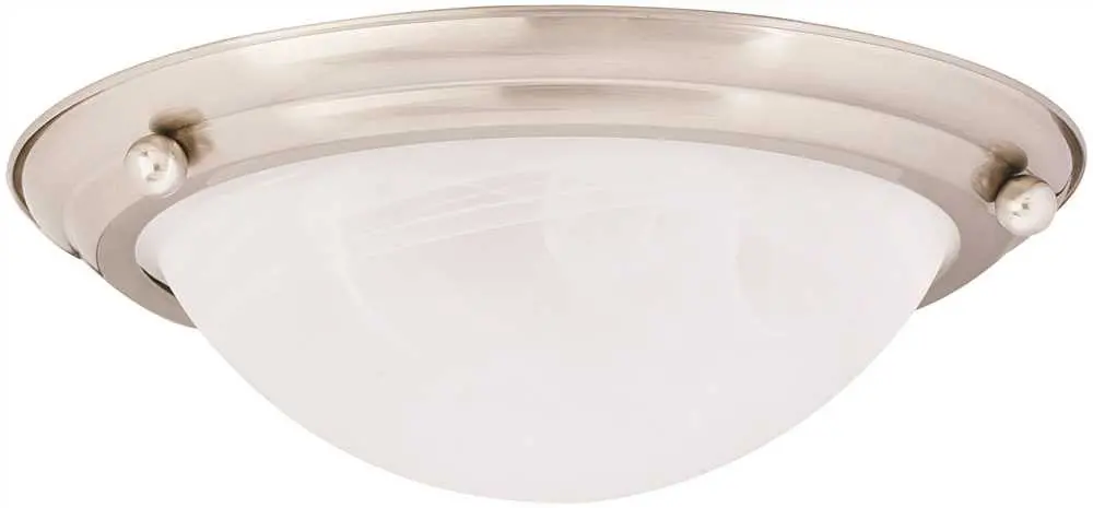 Monument&Reg; Flush Mount Ceiling Fixture, Brushed Nickel, 15-1-2 X 4-3-4 In., Uses 2 75-Watt Incandescent Medium Base Lamps* 1
