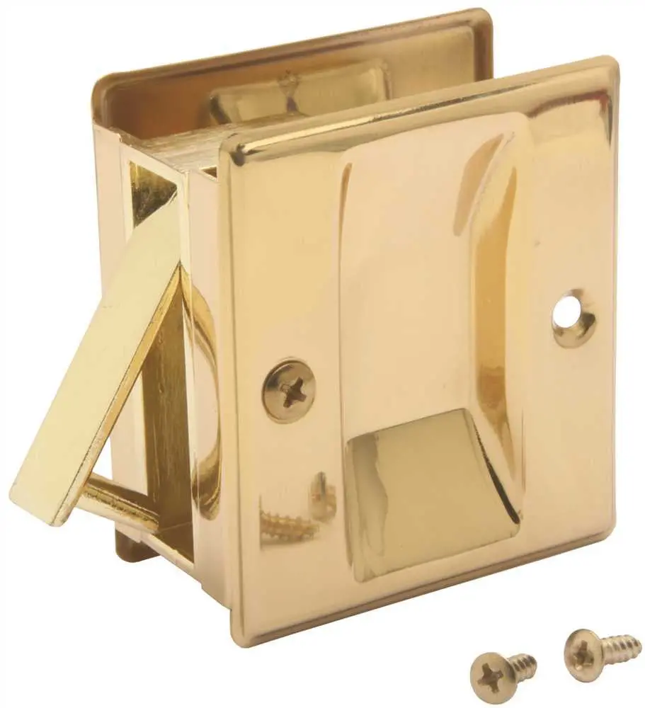 Fast Mount&Reg; Pocket Door Passage Pull, 1-3-8 In. -1-3-4 In., Brass 1