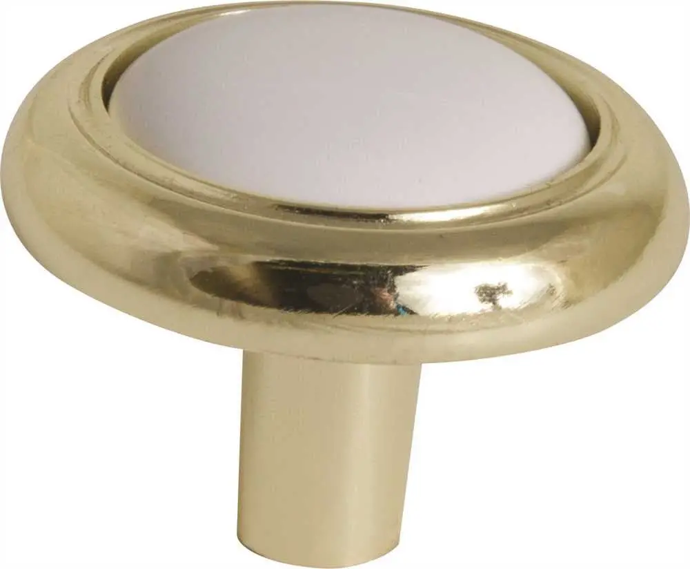 Anvil Mark&Reg; Cabinet Knob, 1-1-4 In., White-Polished Brass, 5 Per Pack 1
